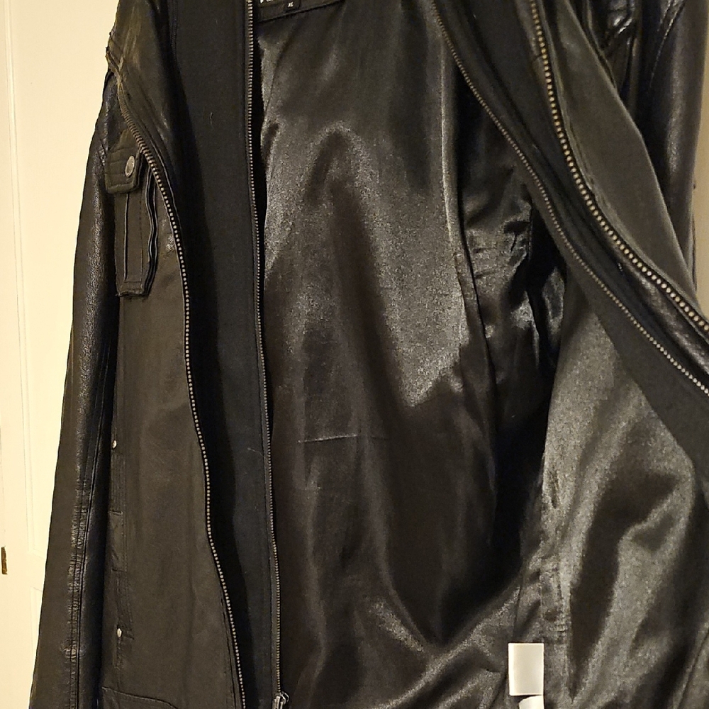 7 Diamonds Dark Leather Military Jacket - Picture 4 of 8